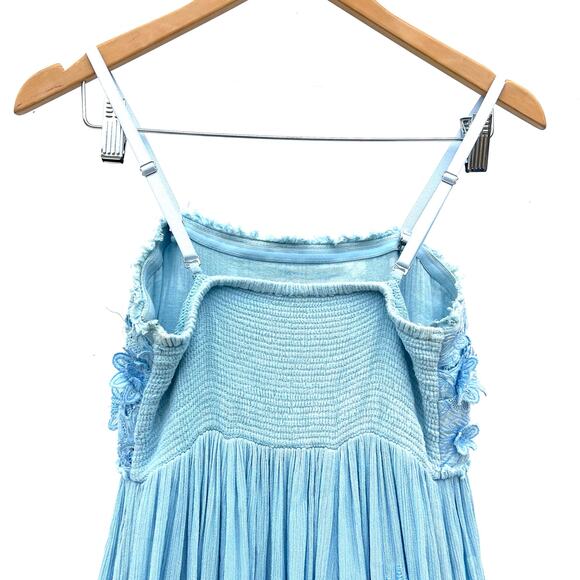 Free People Rosa Maxi Dress Baby Blue 3D Flowers Strapless Fairy XS Small - Picture 6 of 12
